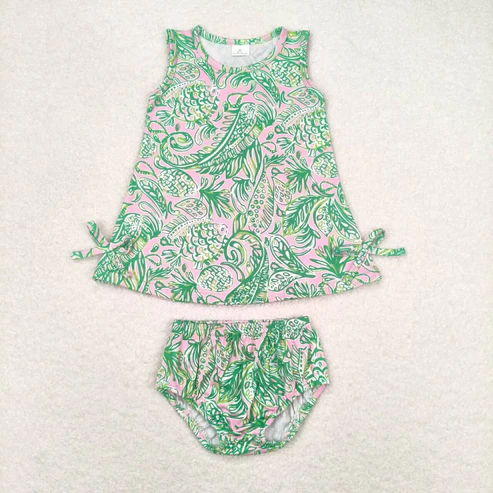 green floral baby boy sibling matching clothes