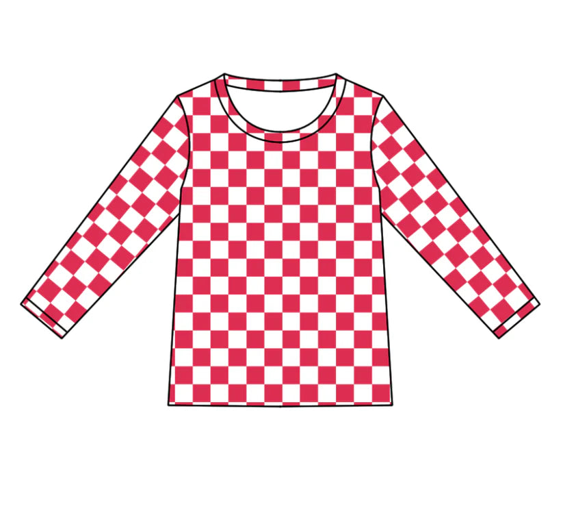 Kids red checkered long sleeve t- shirt