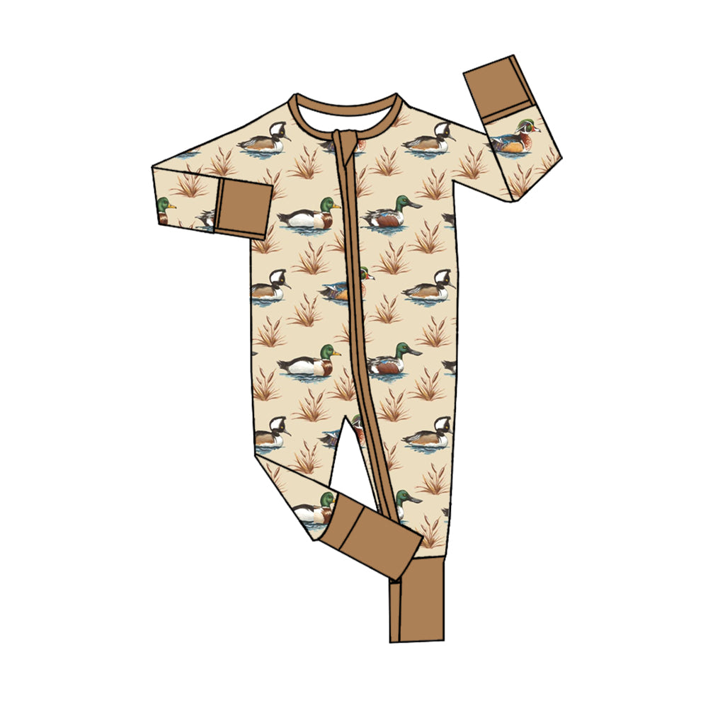 baby long sleeve mallard duck zip romper