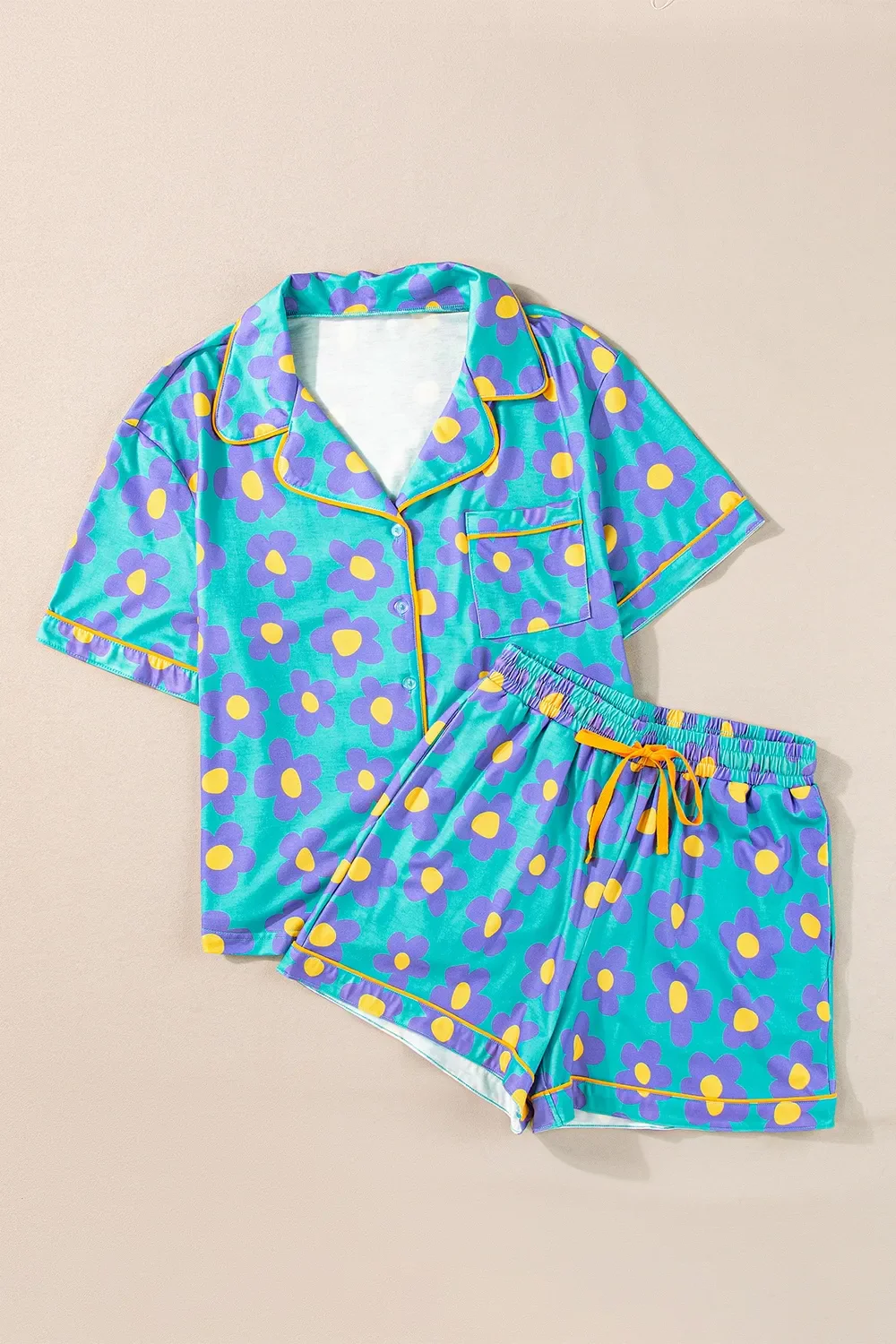 Flowers design girls summer pajama set outfit