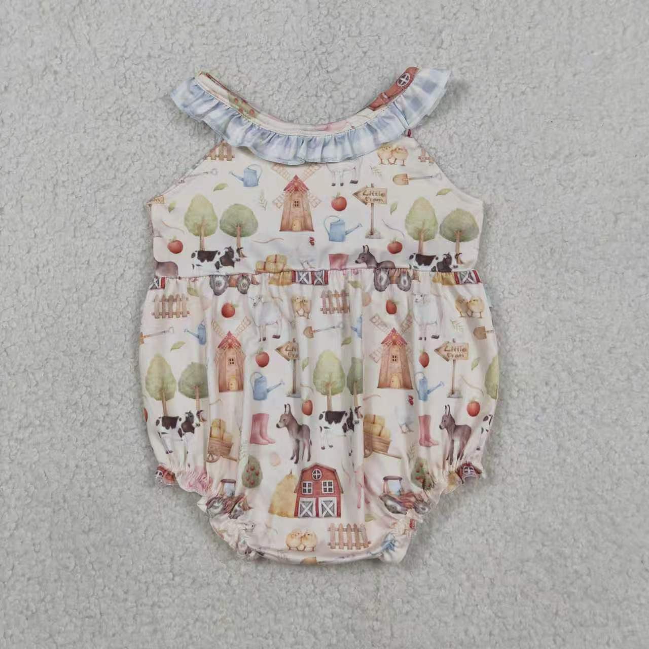 Farm animal top matching short girl summer outfit
