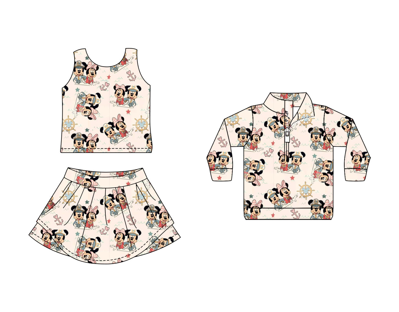 Toddle baby girls princess cartoon design swim fabrics 3pcs skirt outfit