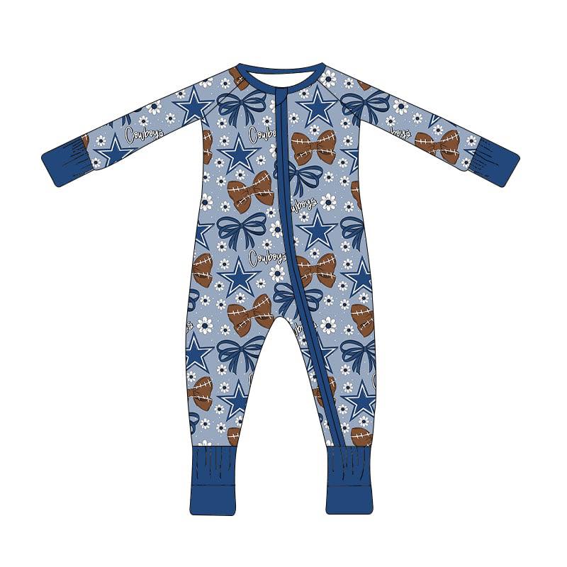 Team design kids long sleeve zip romper