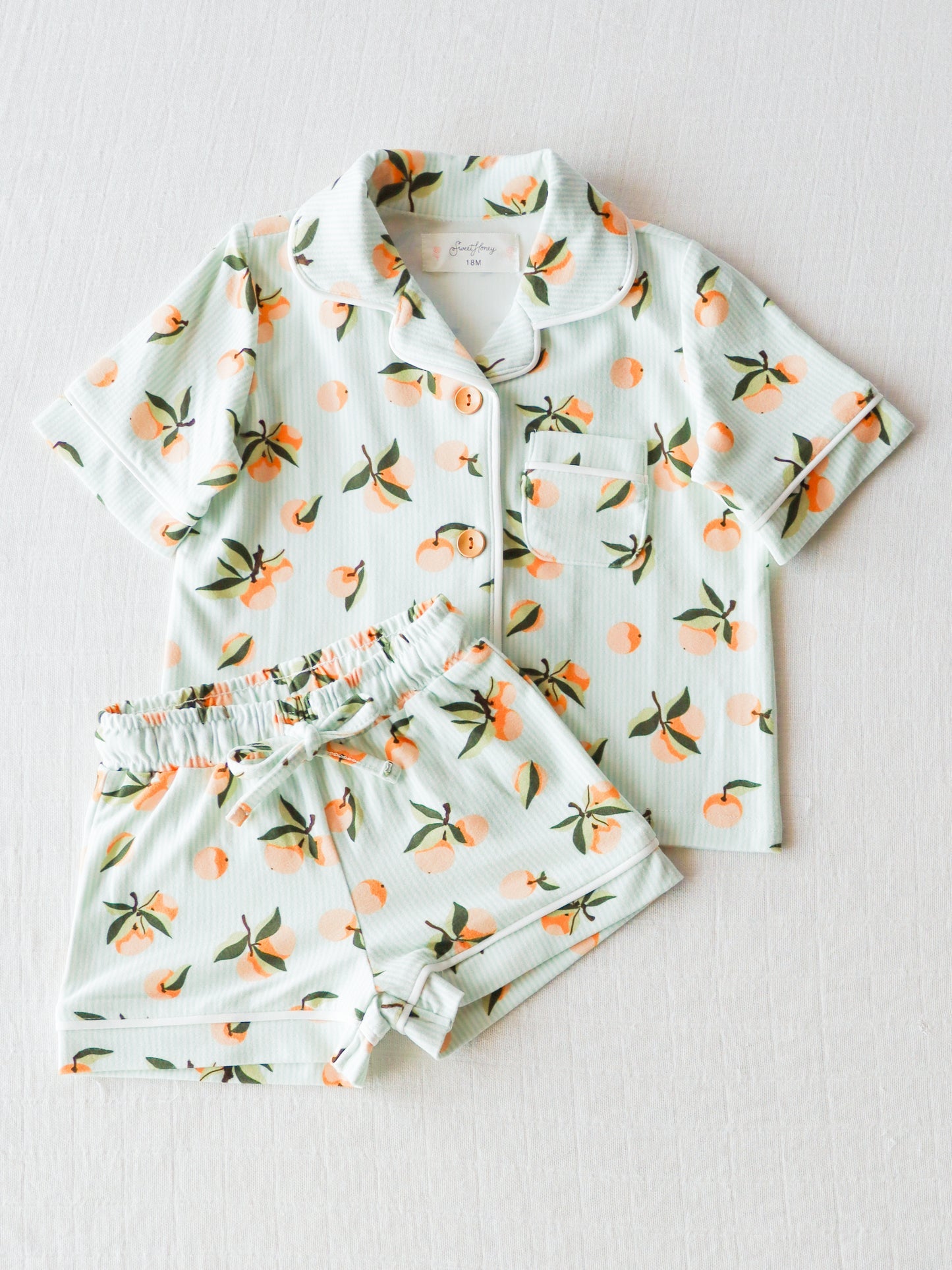 baby girl short sleeve peach pajama set
