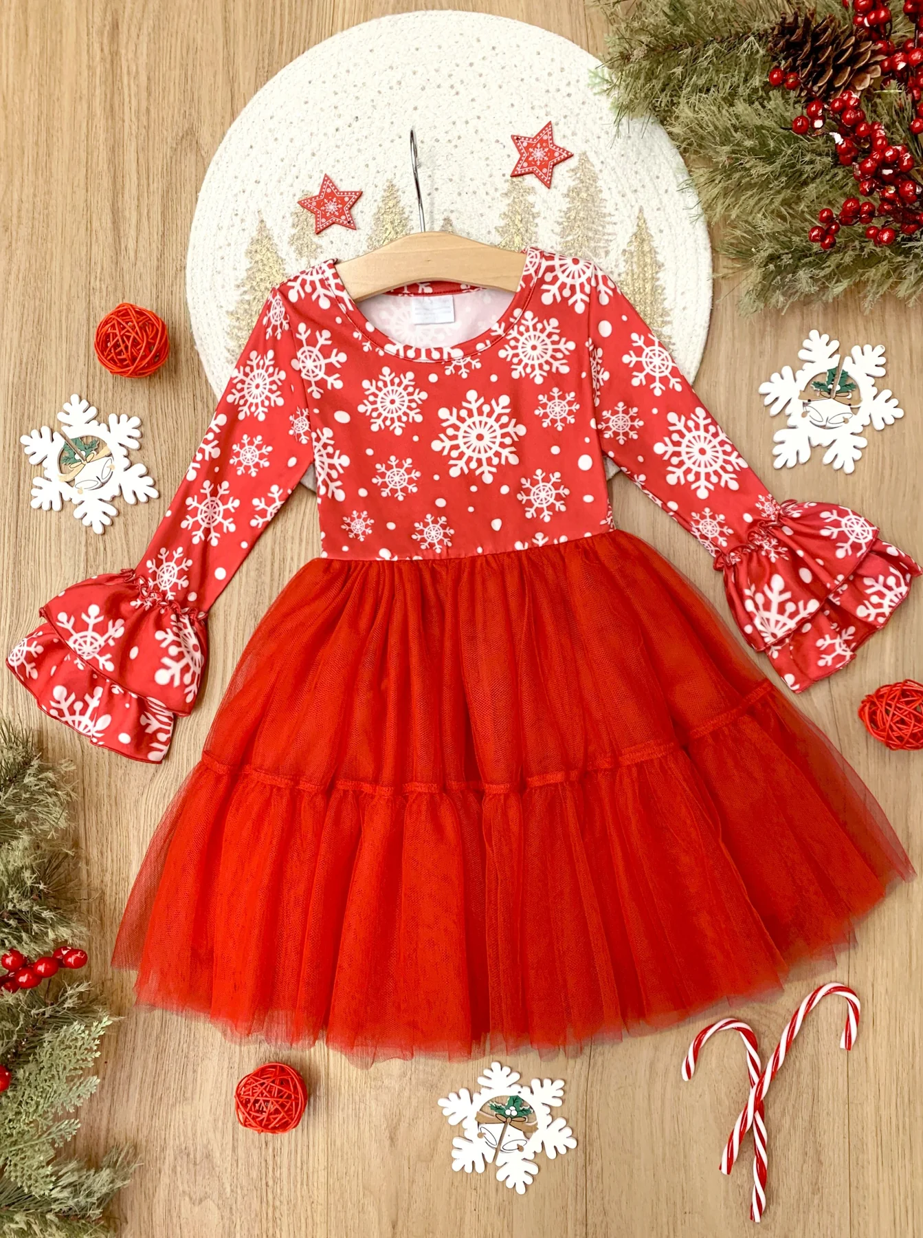 baby girls christmas long sleeve tulle dress