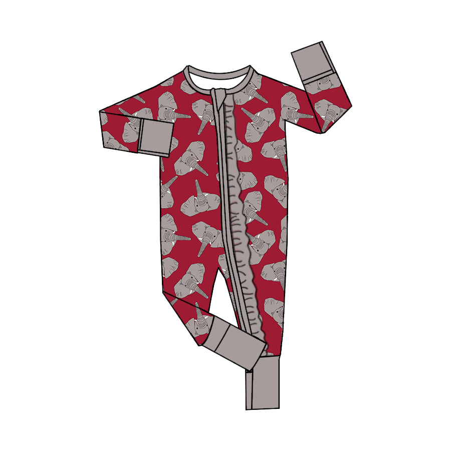 baby long sleeve elephant zip romper