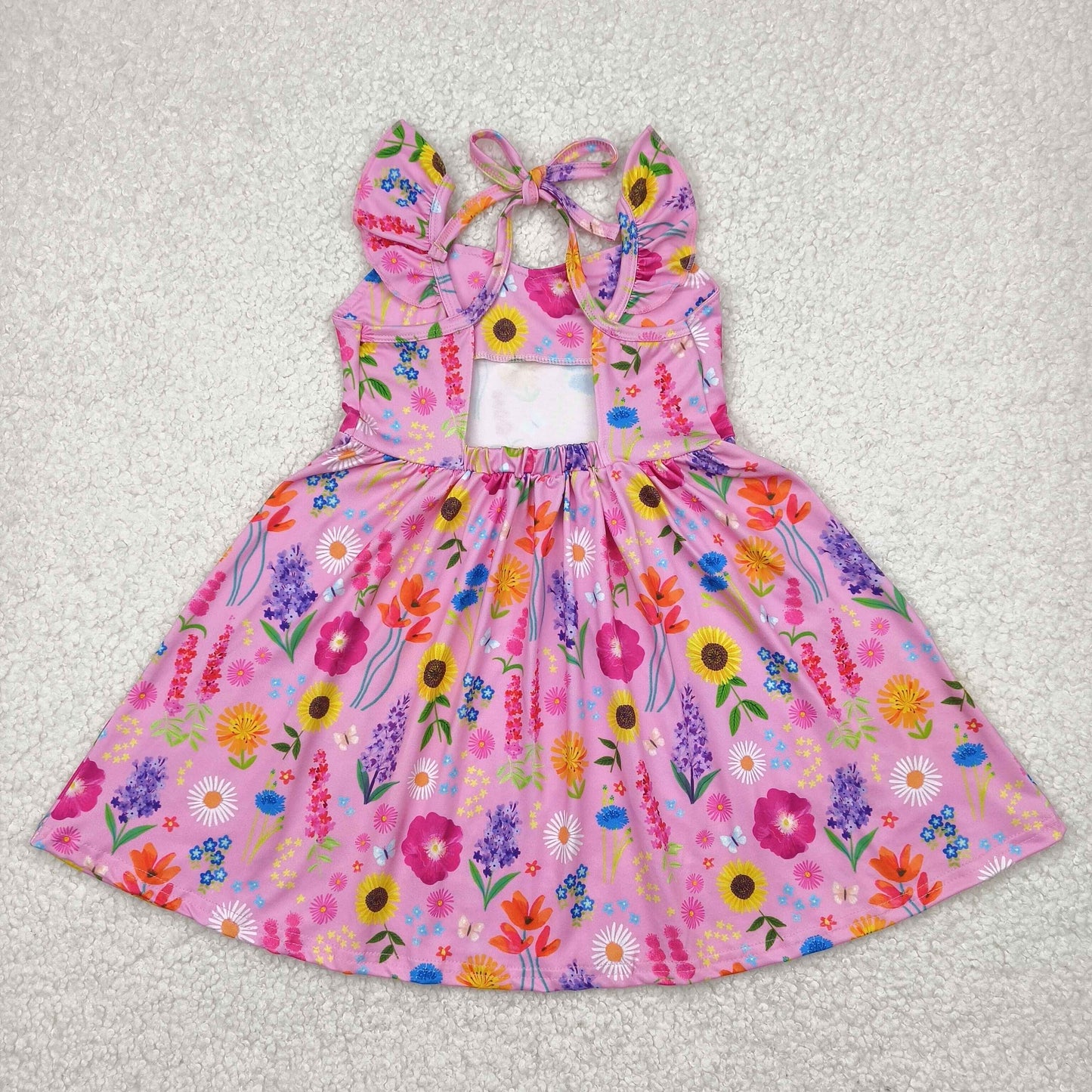Hot pink yellow floral baby girl summer dress
