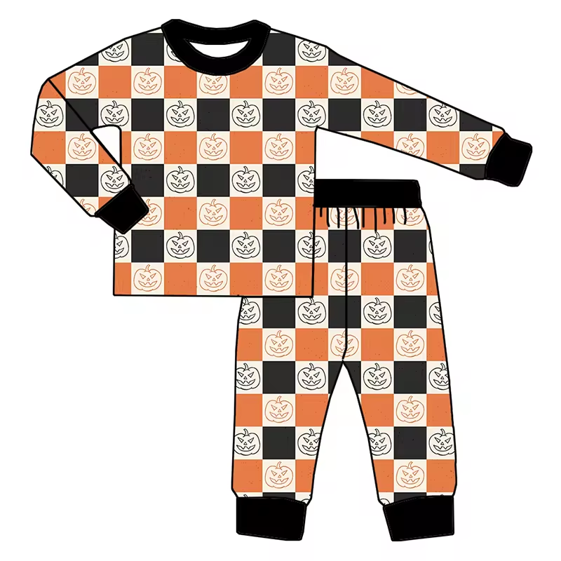 halloween pumpkin orange black checkered outfit