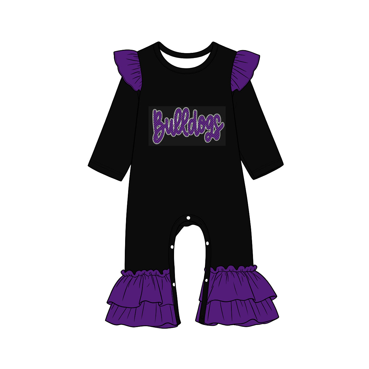 Toddle baby girl long sleeve custom bulldog design romper