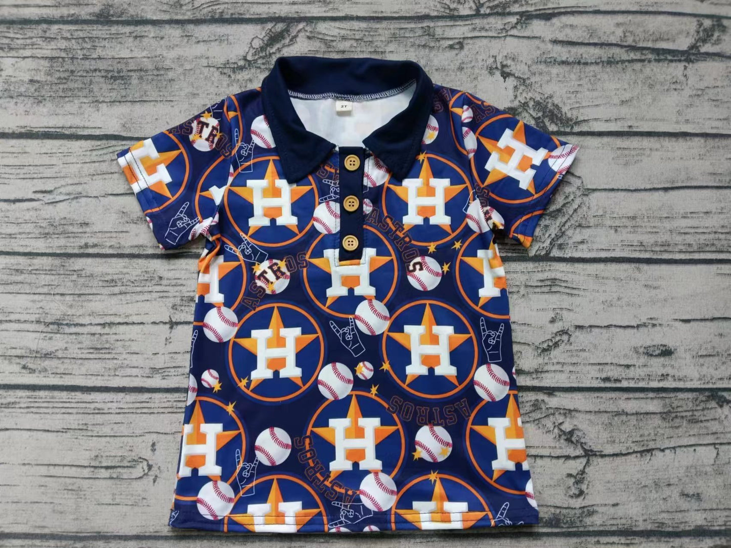 baby boy short sleeve team button shirt