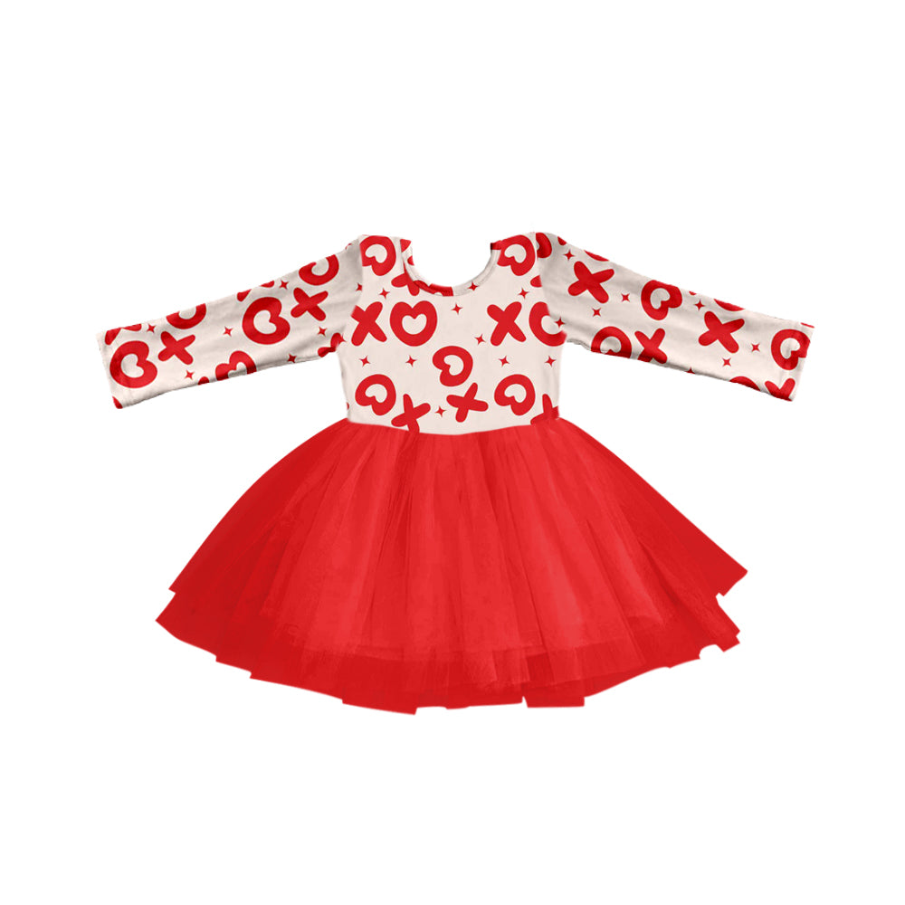 Valentines day xoxo long sleeve tulle dress