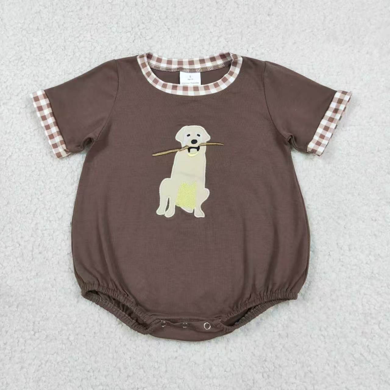 Embroidery Hunting dog shirt matching shorts boys summer outfit