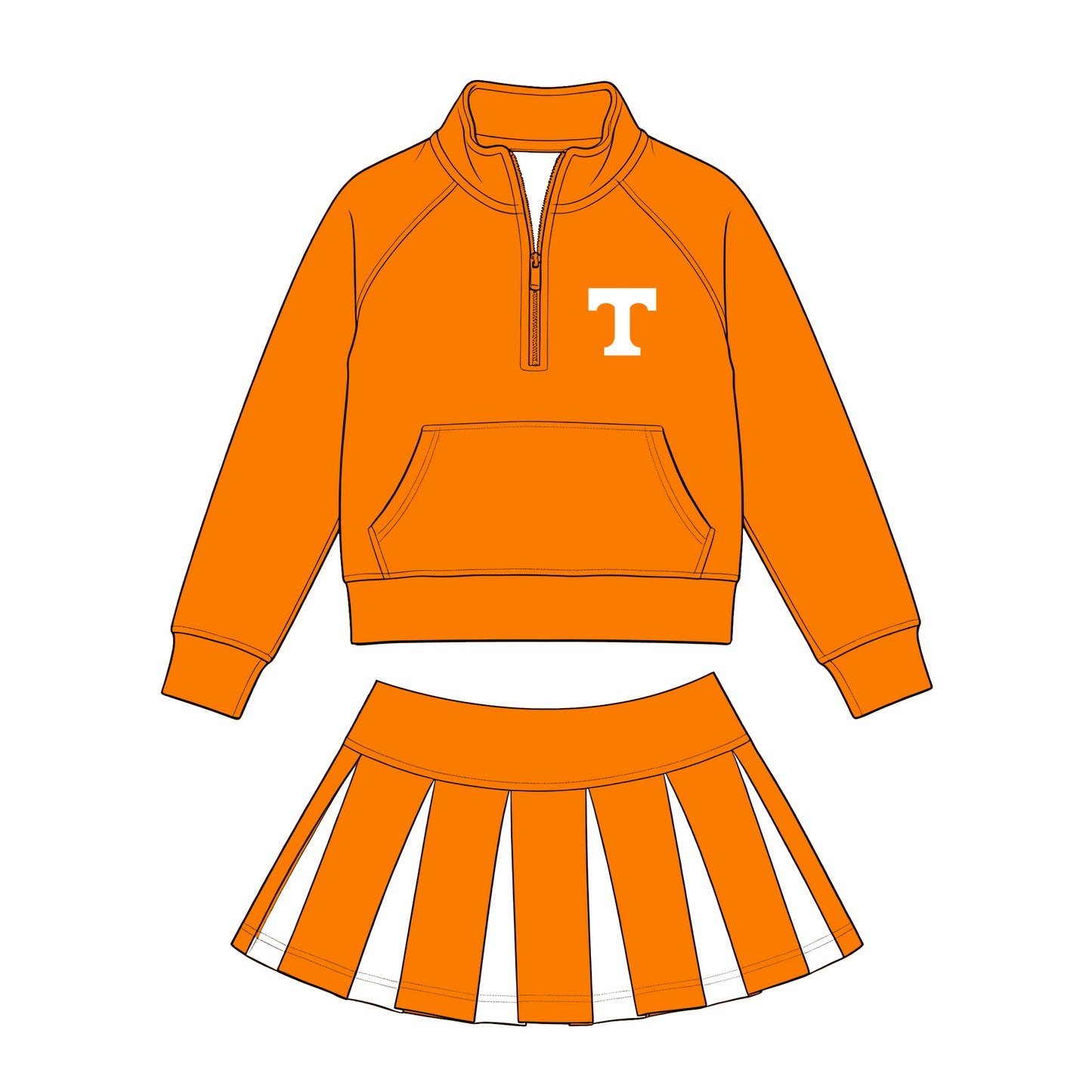 Kids long sleeve team pullover top matching skorts outfit wholesal factory price