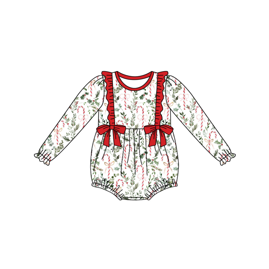 Toddle baby girl Christmas candy cane boutique romper
