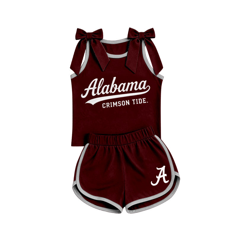 Custom team bow top matching shorts girls summer outfit