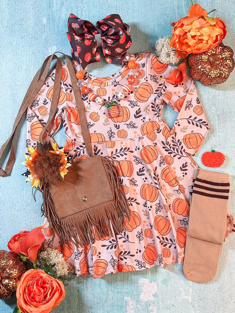 infant baby girls wholesale fall pumpkin boutique dress