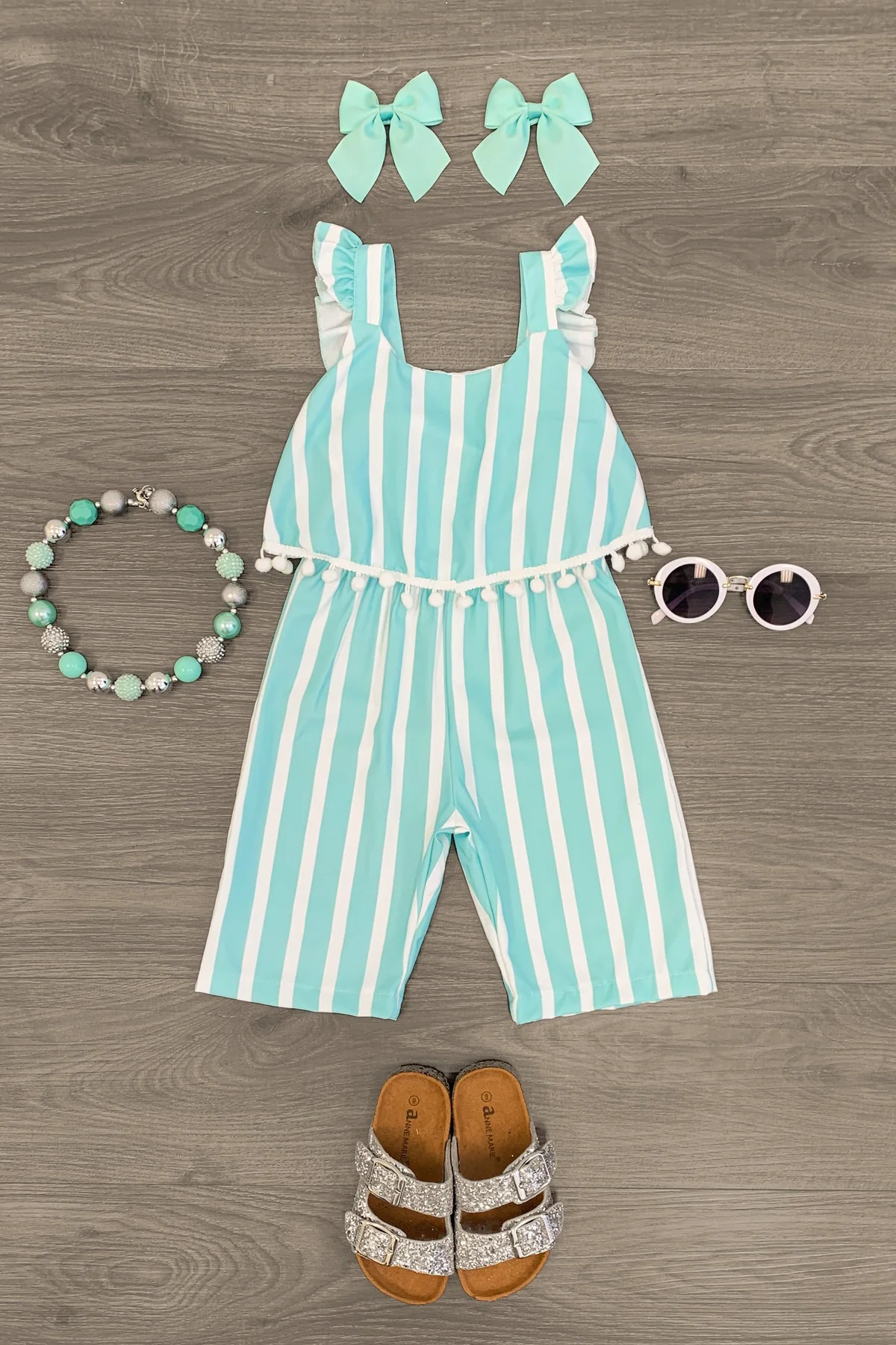 baby girls green summer jumpsuit