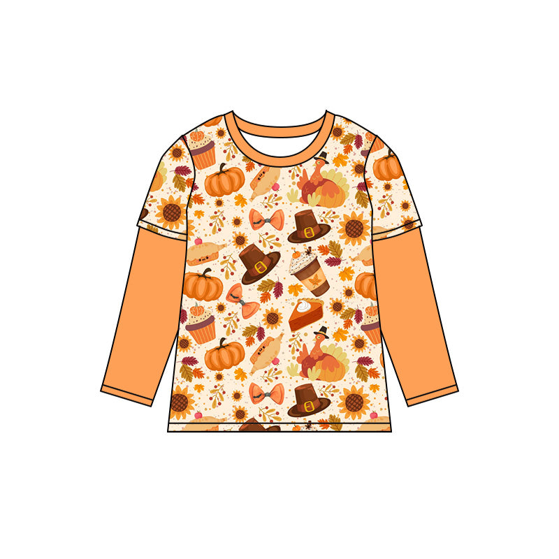 Toddle baby boy Thanksgiving pumpkin long sleeve shirt preorder
