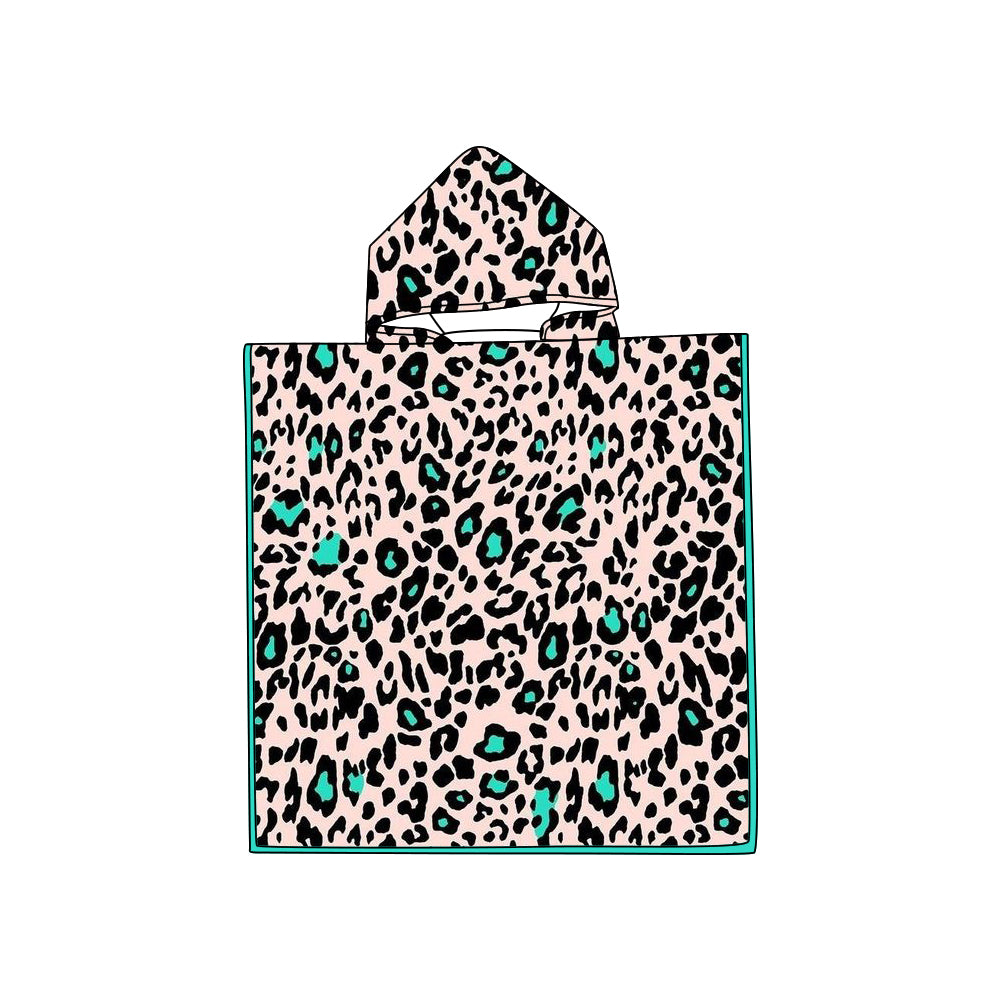 infant baby girls blue cheetah hooded towel