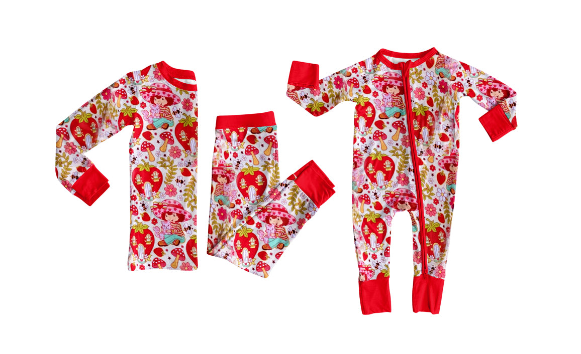 Strawberry design baby long sleeve matching clothes whoesale price