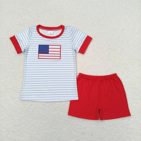 sister brother embroidery American girl flag july 4th matching sibling outfit