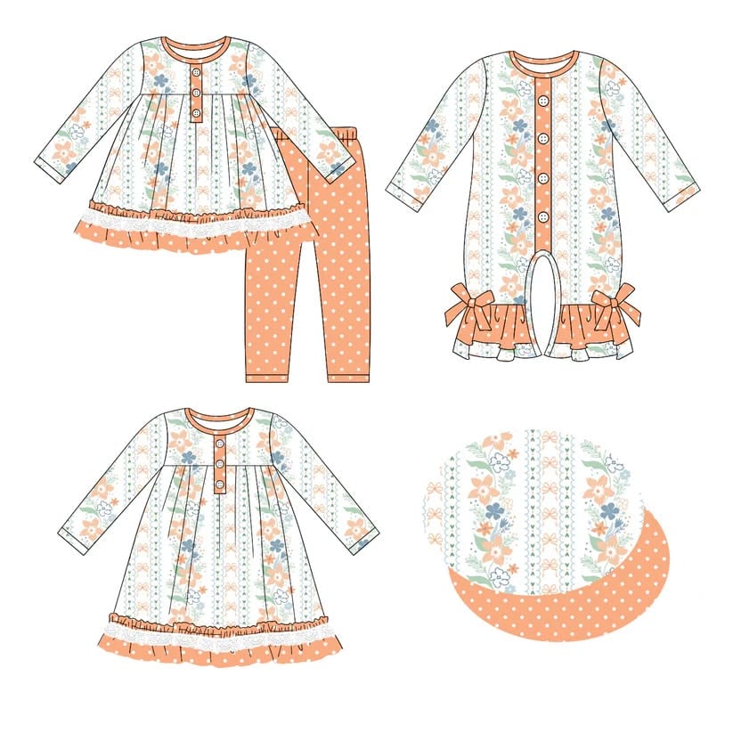 Toddle kids girls floral design matching outfit