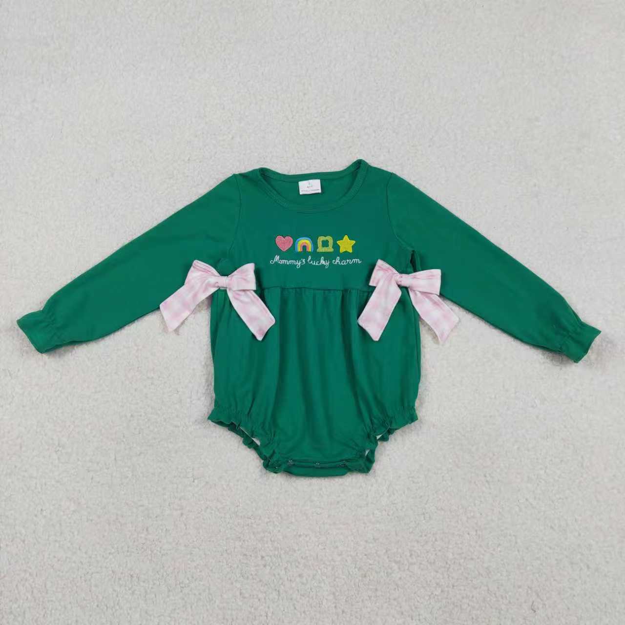 Saint Patrick's Day long sleeve embroidery top matching pants baby girl outfit