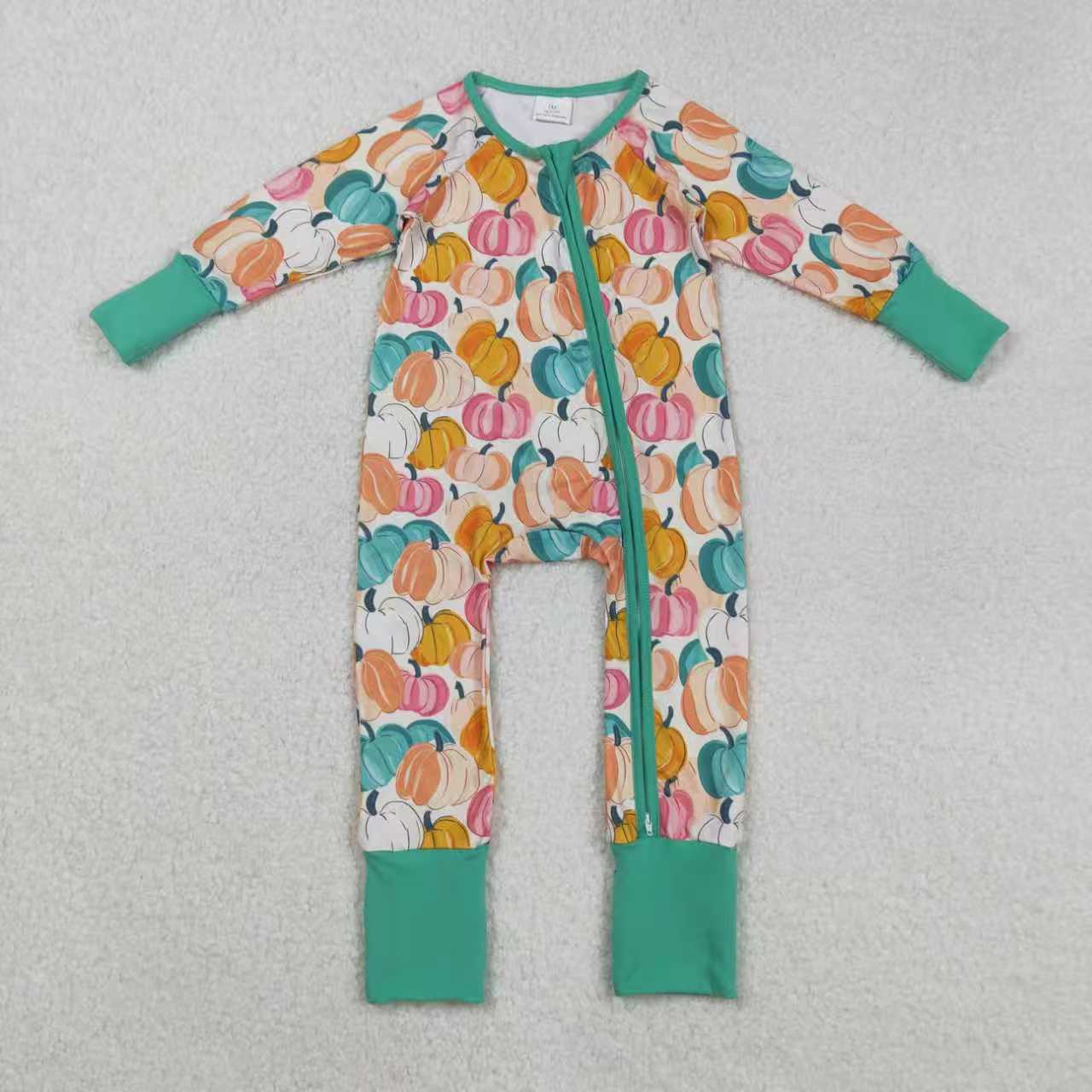 Colorful pumpkins kids girls matching pajama set