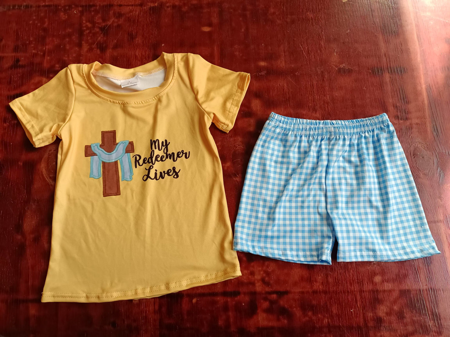 Baby boy Easter cross top matching shorts summer clothes