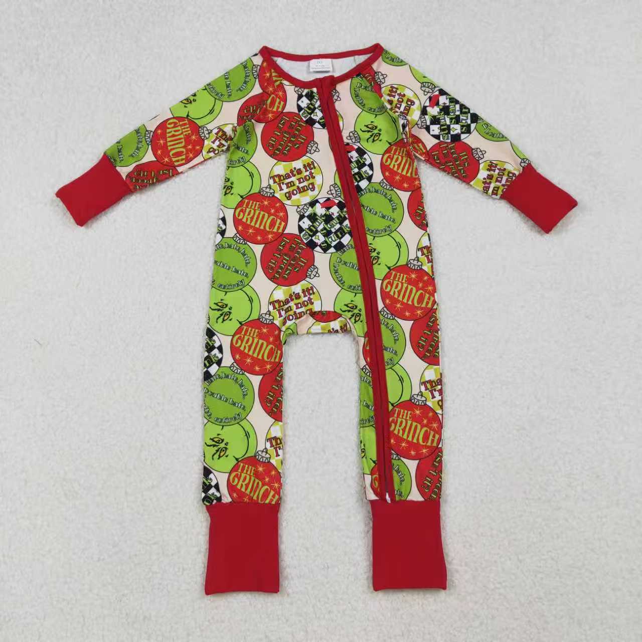 Christmas green face boys long sleeve pajama set