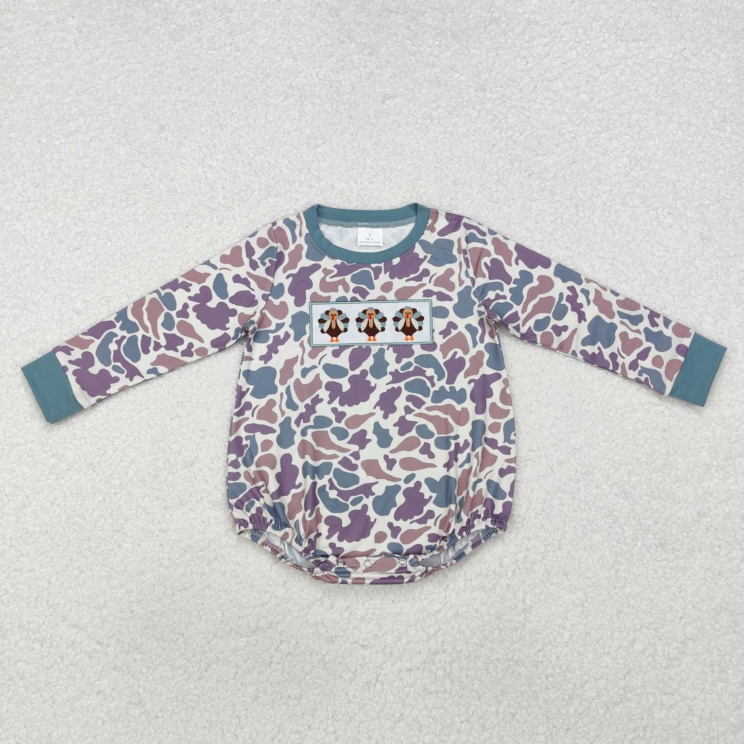 Embroidery Thanksgiving Turkey baby boy camo print matching clothes