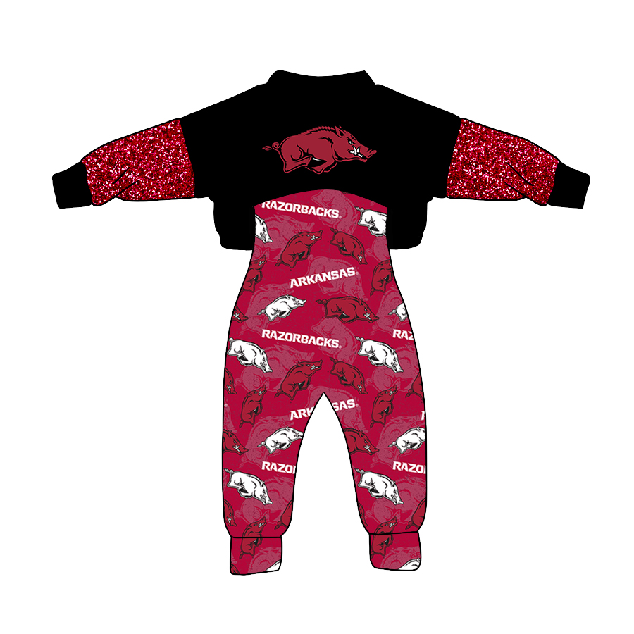 Girls game day colleague wild pig team top suspender 2pcs clothes set