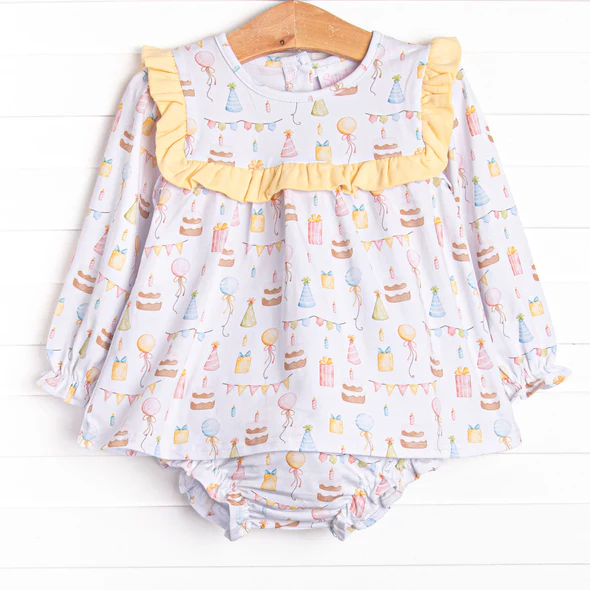 Toddle girls Happy Birthday bummies set