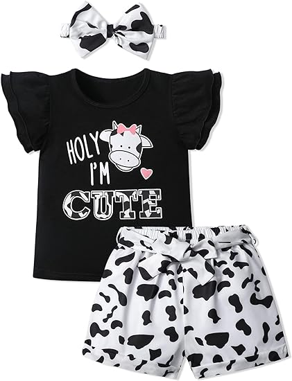 cute farm cow baby girls summer clothes
