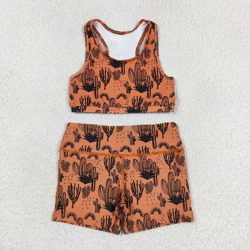 best sister matching printed summer yoga short set wholesale baby clothes