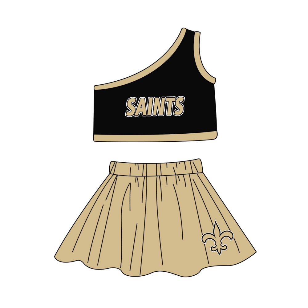 wholesale baby girls colleague team cheer skirt 2pcs clothes