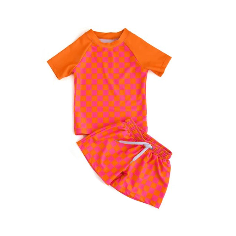 baby boy orange two pieces summer swimwear
