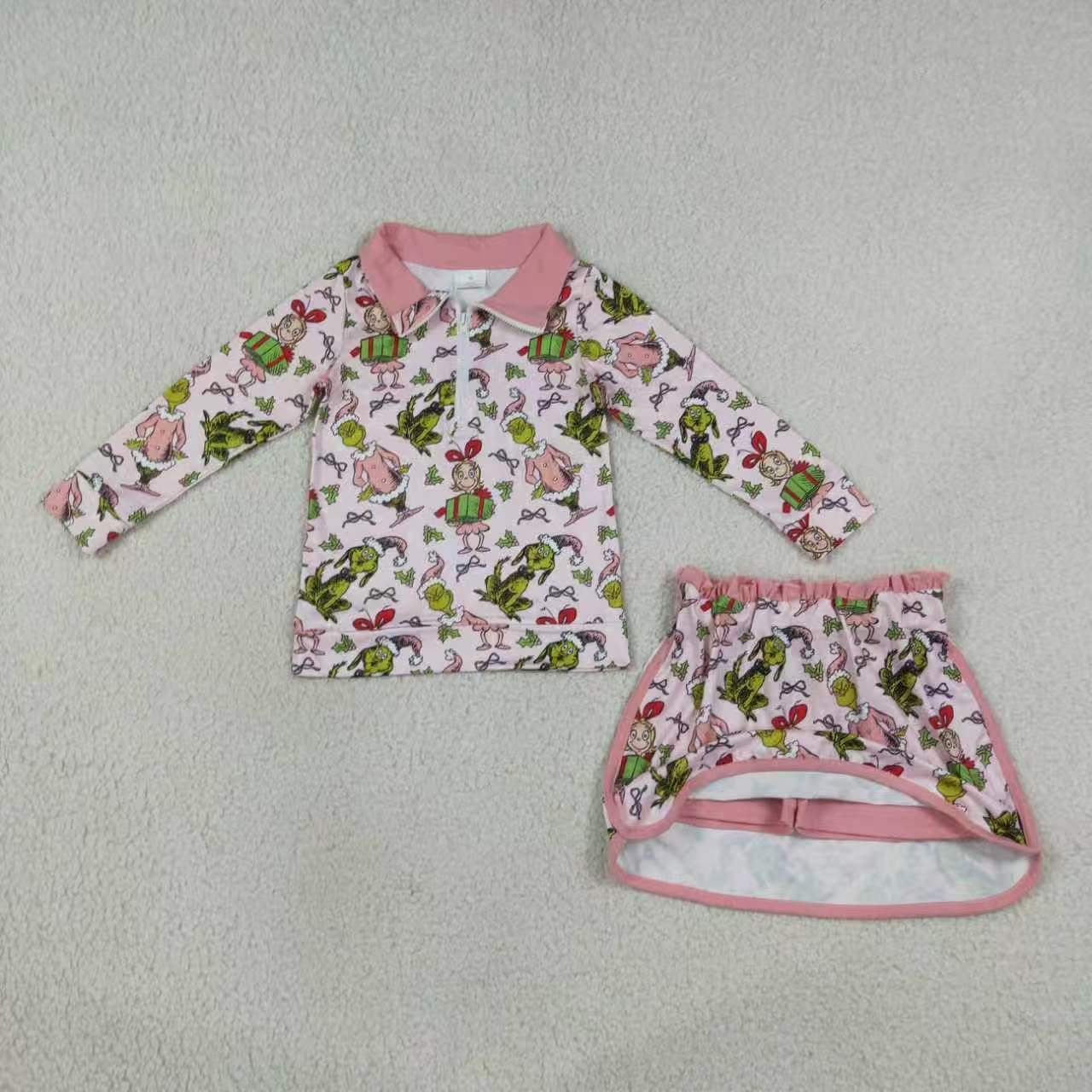 Christmas gingerbread pullover matching skort girls long sleeve outfit