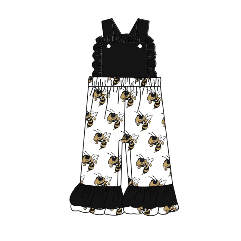 baby girls team bee print wide leg jumpsuit
