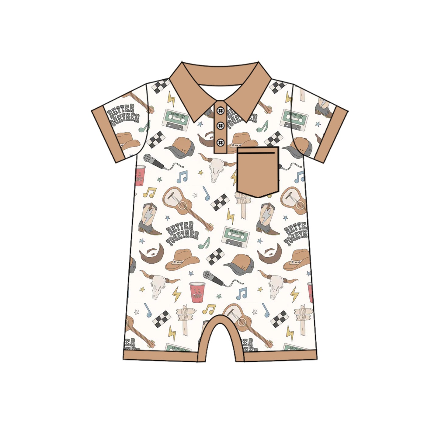 Toddle boy western music singer romper preorder