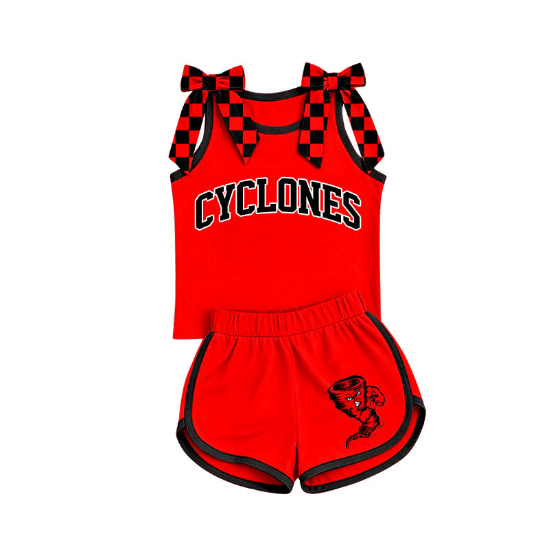 Custom team bow top matching shorts girls summer outfit