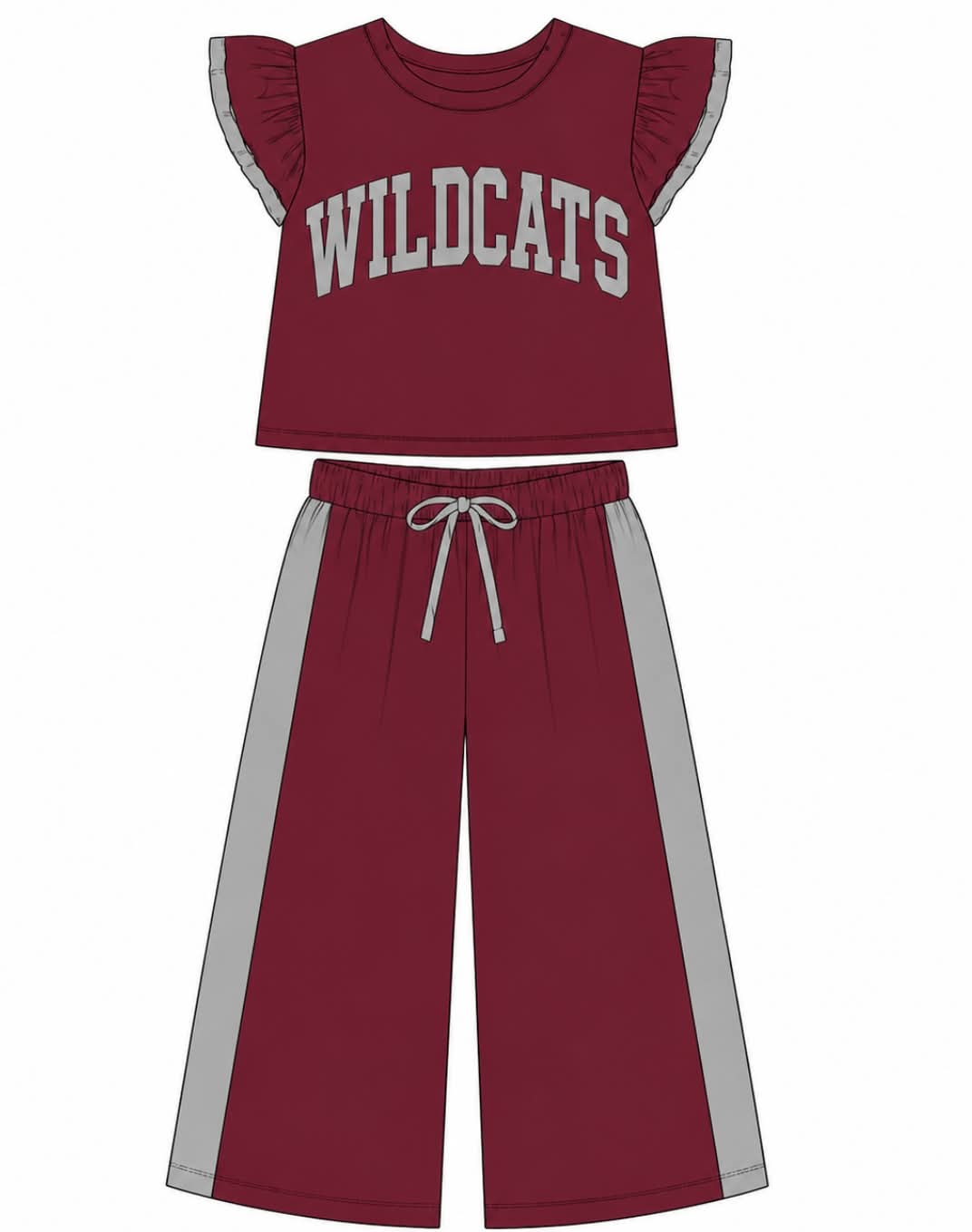 Adult women wildcats team design flutter sleeve milk silk material outfit
