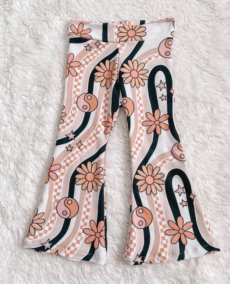 wholesale kids girls milk silk floral bell bottoms