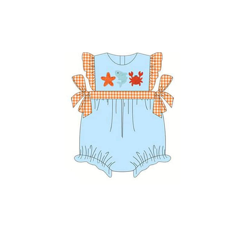 starfish fish crab baby girl beach romper