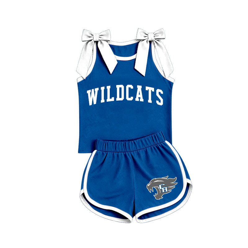 Custom team bow top matching shorts girls summer outfit