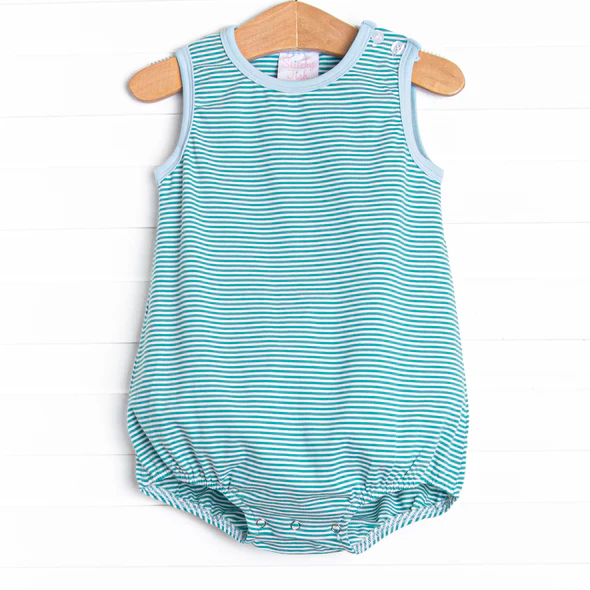 infant baby boy blue stripes romper