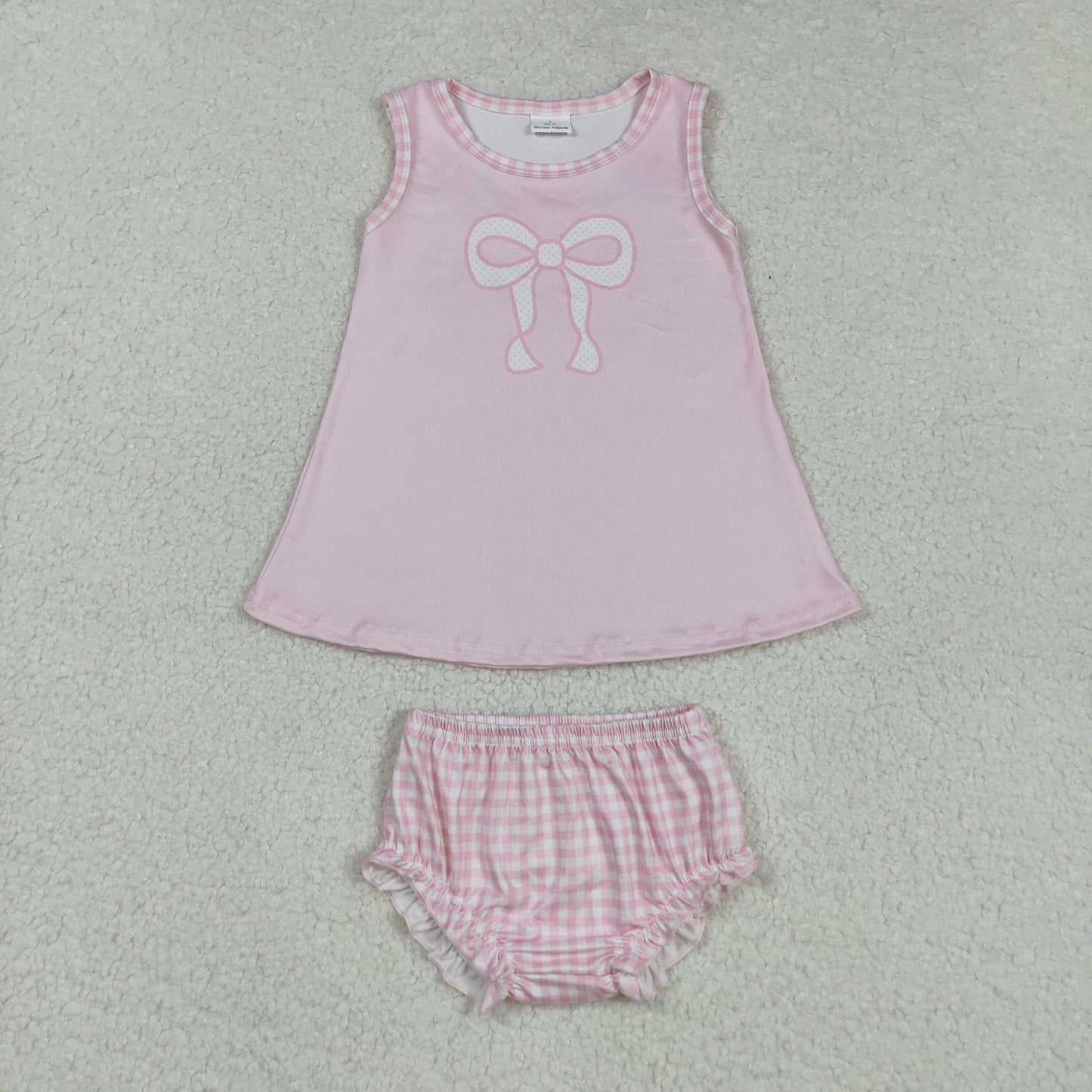 Baby girl pink plaid bow summer dress