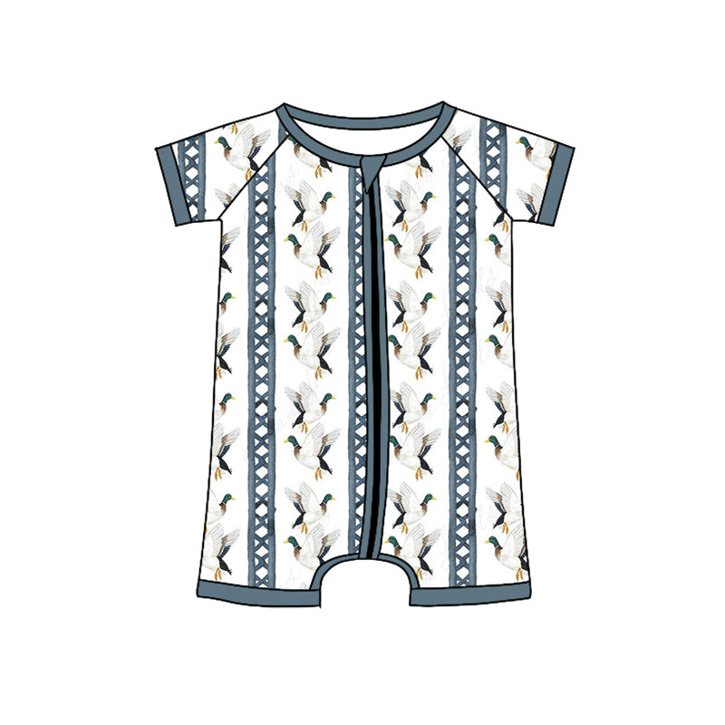 baby short sleeve mallard duck zip romper