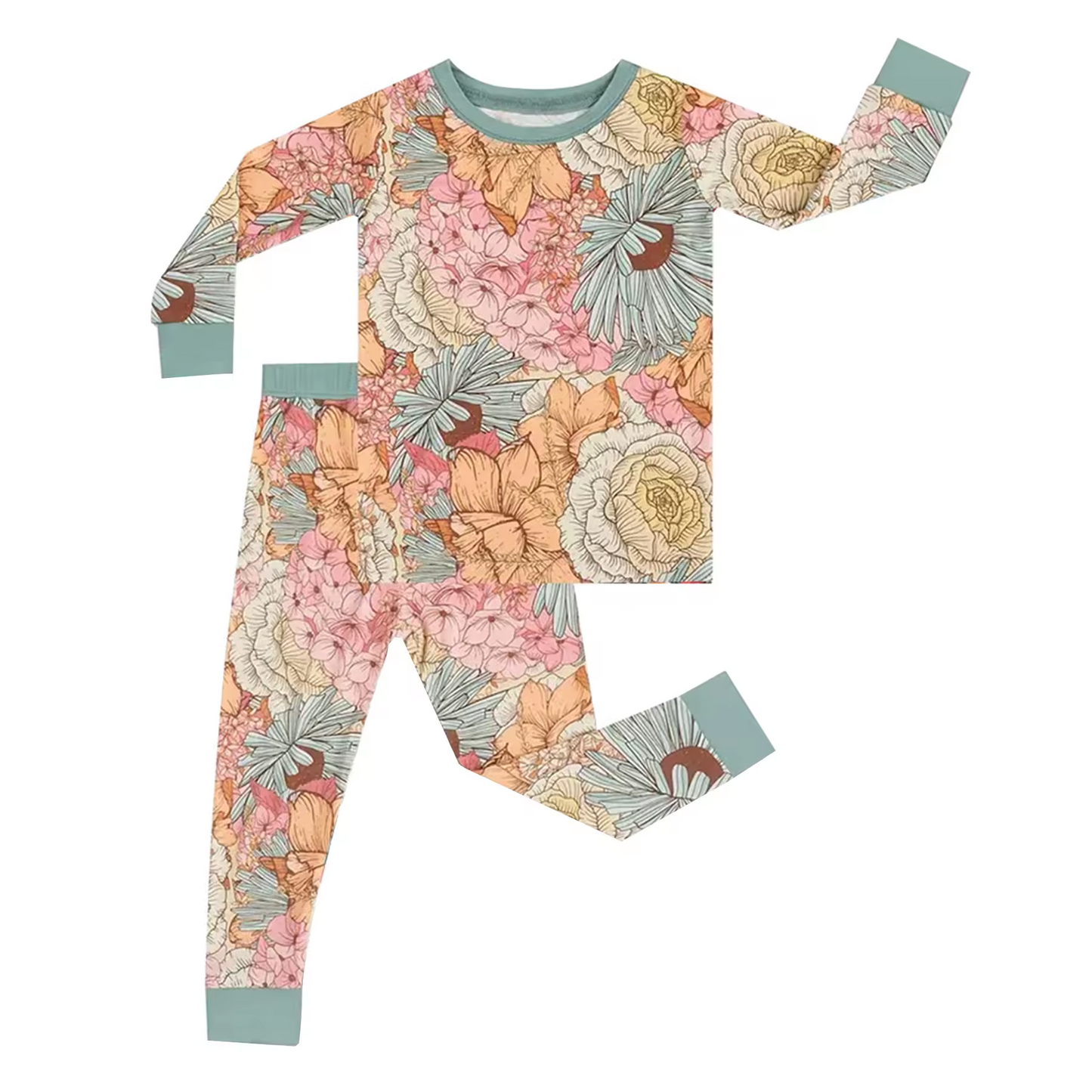 wholesale baby long sleeve floral pants outfit