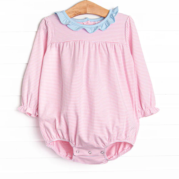 Toddle kids pink stripes long sleeve romper